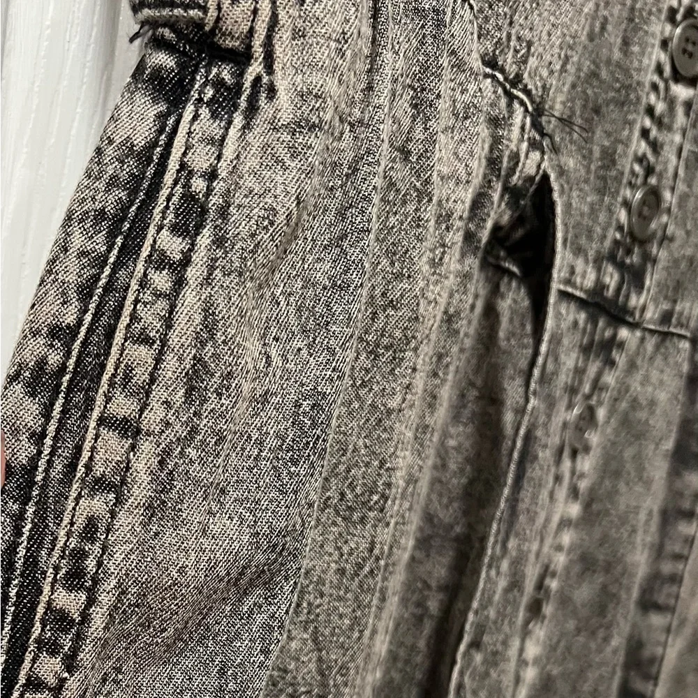 NWT G. Kale Women PXL Faded Black Denim Button-Down Jumpsuit 100% Cotton Pockets